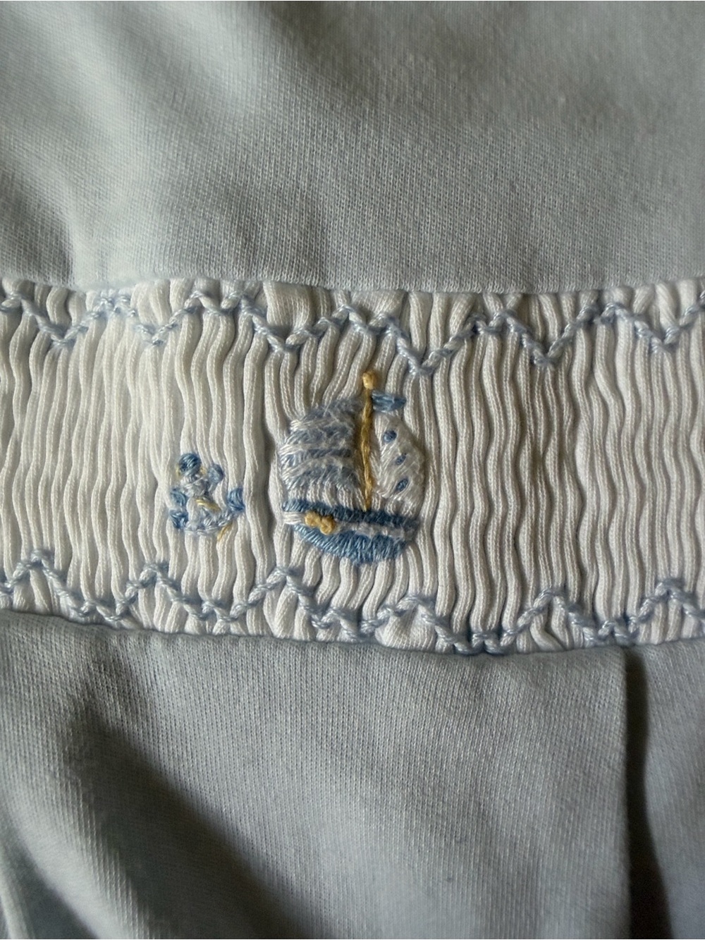 Kissy Kissy light blue Hand Smocked Footie Cotton Size 6-9 Months